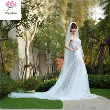 Однослойная Свадебная Длинная Вуаль 10 метров Свадебная Фата с расческой белая Фата для невесты сетчатая Фата для невесты WAS10034-3