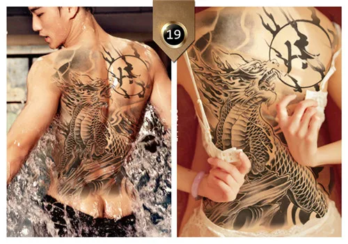 Горячая 1 шт большие тату-наклейки водонепроницаемые временные флеш-татуировки полная спина грудь тело подарок Макияж вечерние S5970 - Цвет: 19