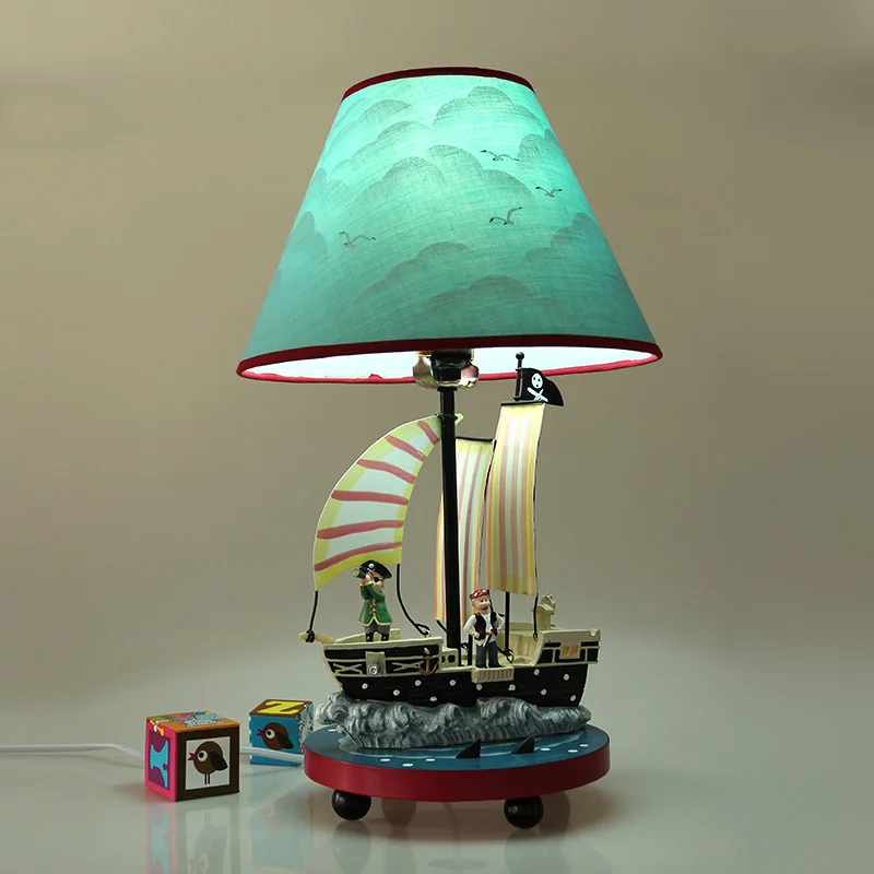 

Child cute cartoon pirate ship table lamps for living room Led Bed lamp bedside light table light lamps Tafellamp bedroom
