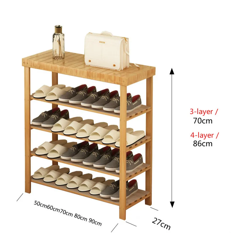 Стеллаж для обуви из цельной древесины, многослойный простой бытовой бамбуковый современный минималистичный стеллаж для хранения в общежитии, полка для обуви