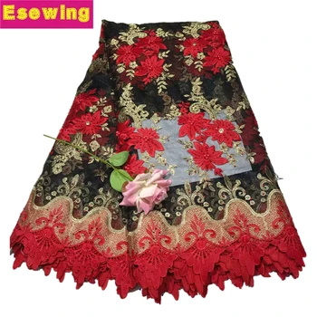 

2019 New style French net lace fabric flower African tulle mesh lace with beads stones fabric high quality african lace fabric