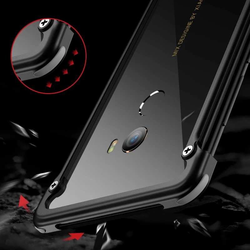OATSBASF Luxury Airbag Metal Case For Xiaomi MI Mix 2 Case Personality Metal Bumper Cover Slim Case For Xiaomi MI Mix 2S Case