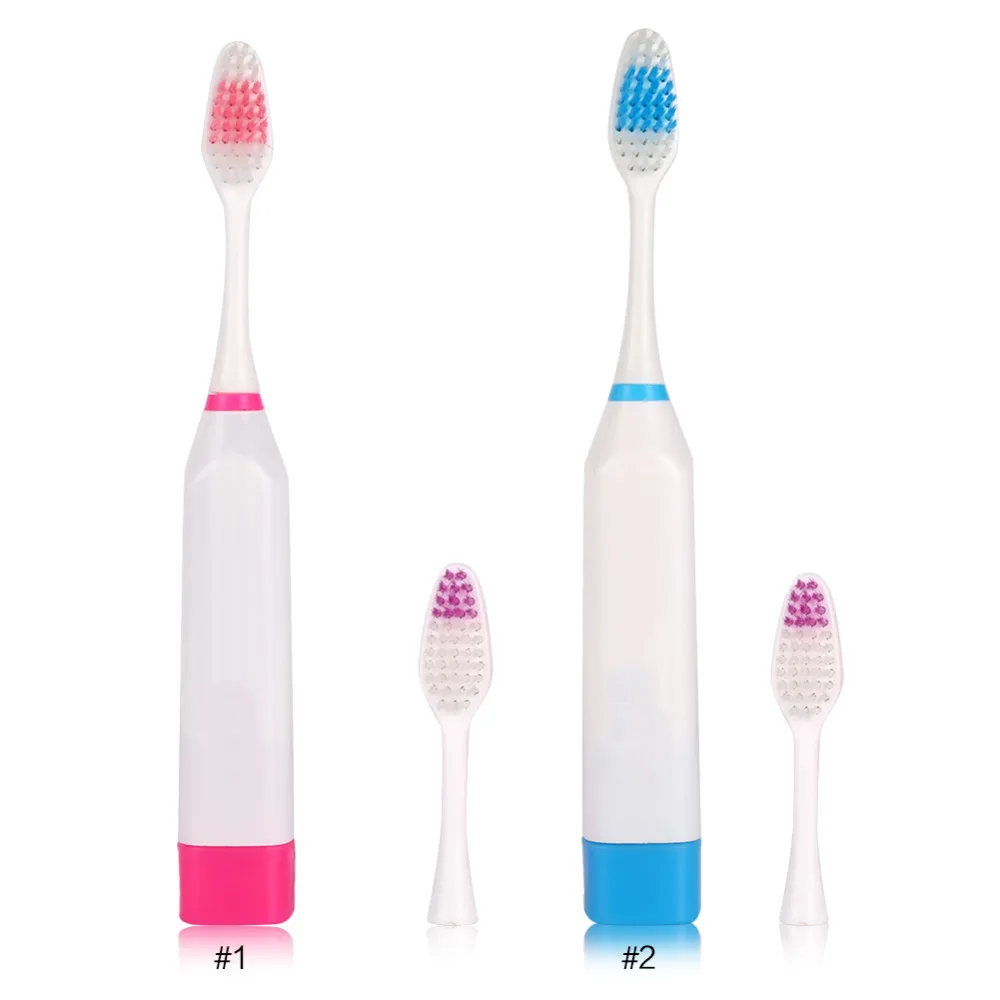 1 Set Electric Toothbrush With 2 Brush Heads Battery Operated Oral