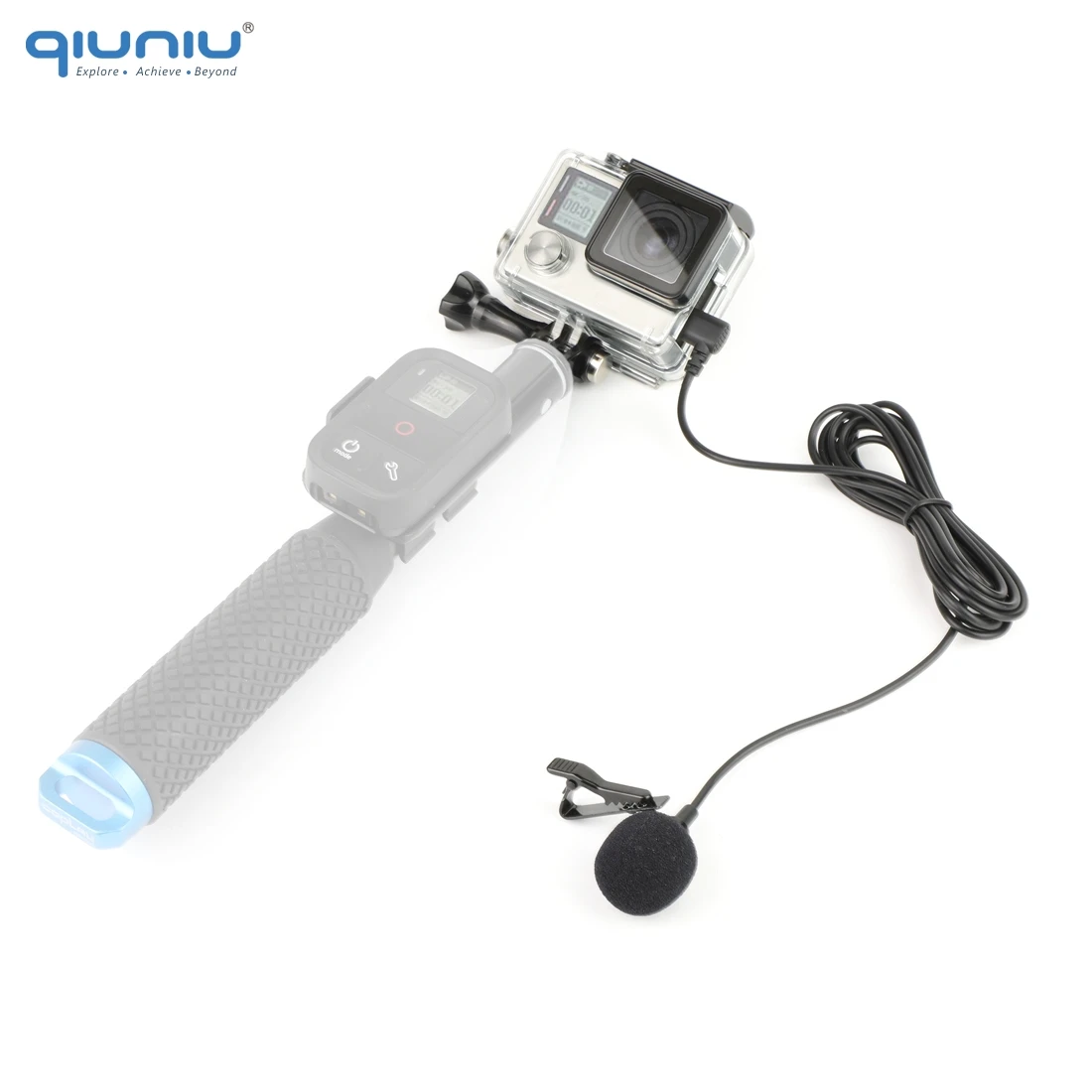 Внешний микрофон QIUNIU с микрофоном + прозрачный чехол каркас для GoPro Hero 4 3 Экшн
