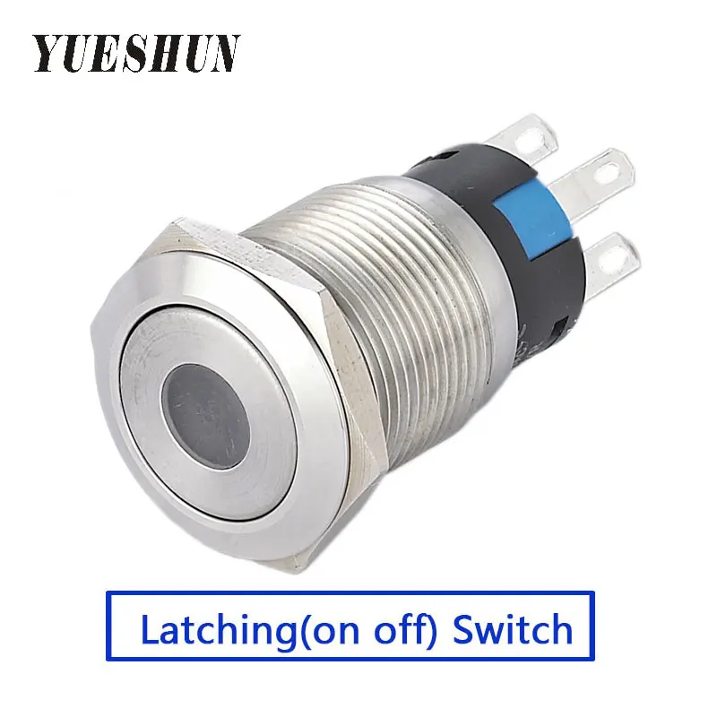 

Wholesale 19mm Latching Switches Flat Round Shape Electrical Equipment LED Light Push Button Switch Dot illuminated LED Switches