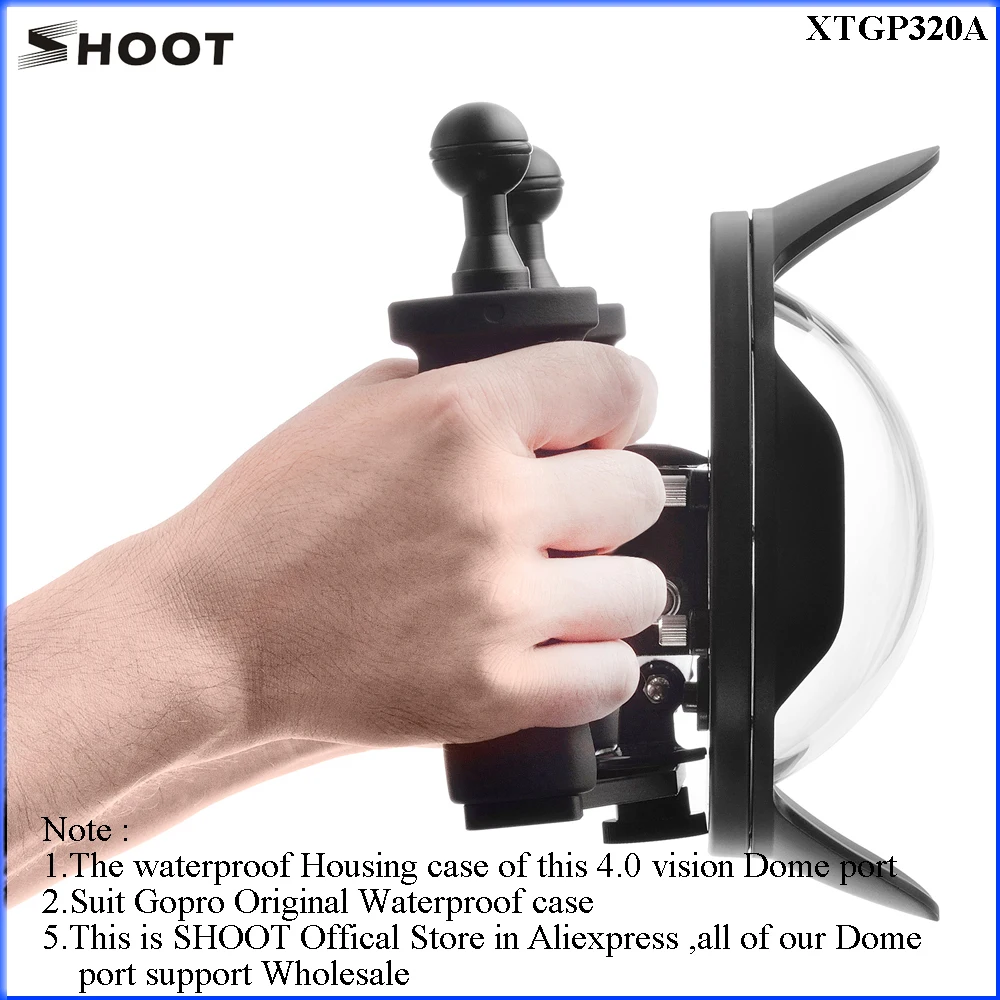 

New SHOOT 6 inch GoPro Dome with extra LCD screen holder & handheld stabilizer for GoPro Hero 3+/4 Go pro Accessories