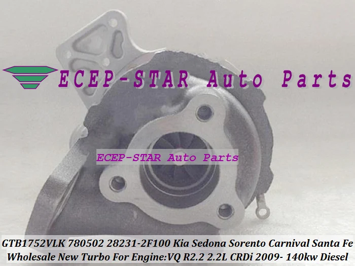 GTB1752VLK 780502 780502-5001S 28231-2F100 Turbo For KIA Sedona Sorento Carnival VQ CRDi For Hyundai Santa Fe R2.2 2.2L 140kw (5)