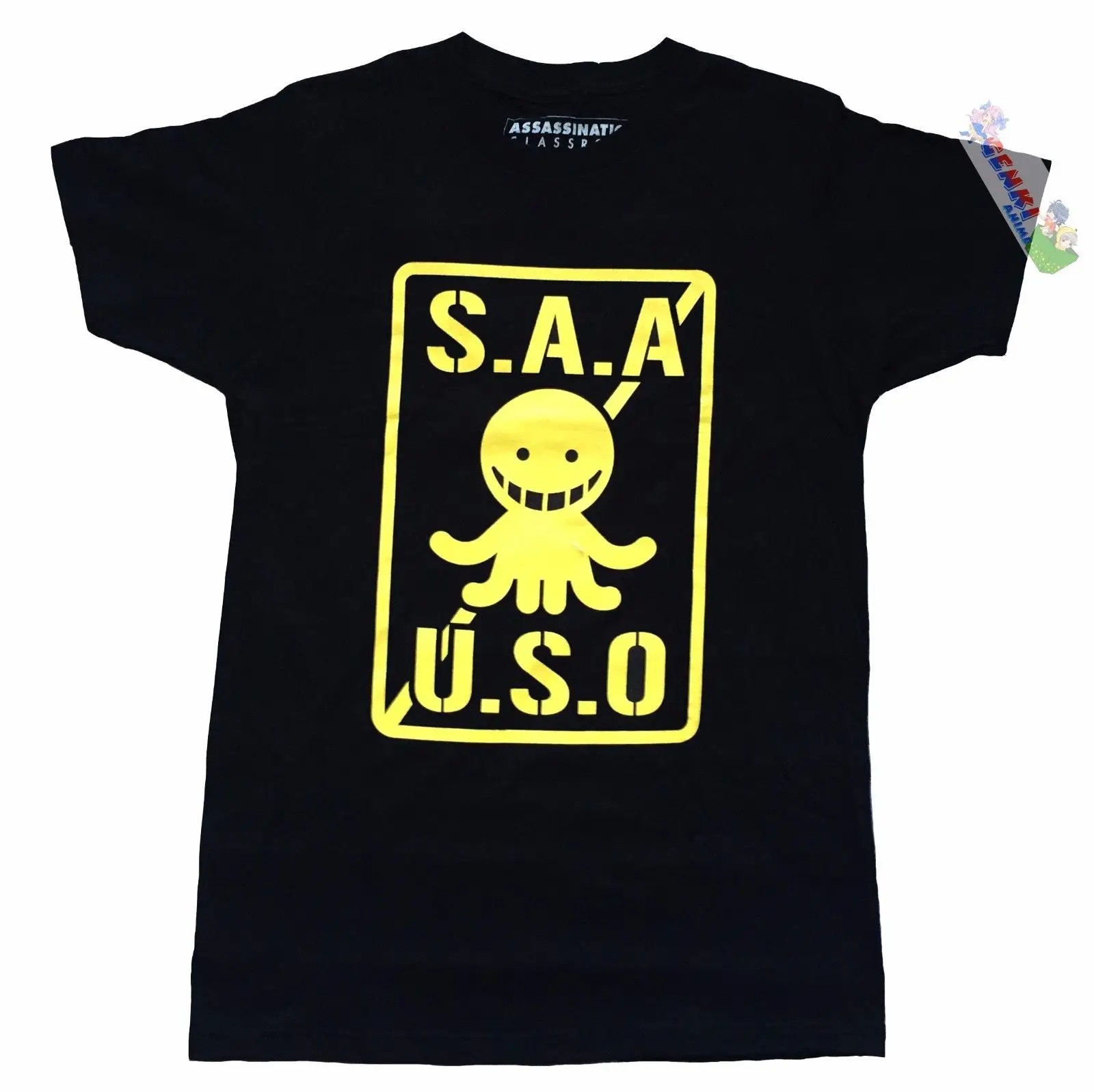 

**Legit** Assassination Classroom S.A.A.U.S.O. Emblem Logo Black T-Shirt #83489 Cartoon t shirt men Unisex New Fashion tshirt