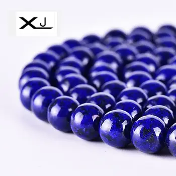 

XJ Natural Lapis Lazuli stone Round Loose Beads 4mm 6mm 8mm 10mm 12mm Pick Size Beads For Jewelry Making DIY Bracelet