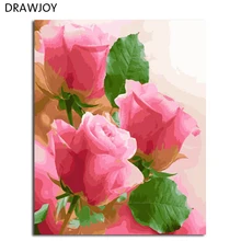 DRAWJOY масляная краска в рамке Сделай Сам краска по номерам краска и каллиграфия Раскраска по номерам цветок украшение дома