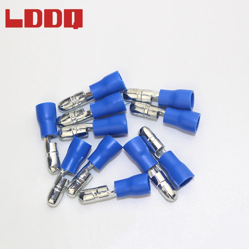 

LDDQ 100pcs Blue Male Bullet Type Wire Connector Insulated Crimp Terminal 16-14 AWG Audio Wiring Quick Connectors High Quality