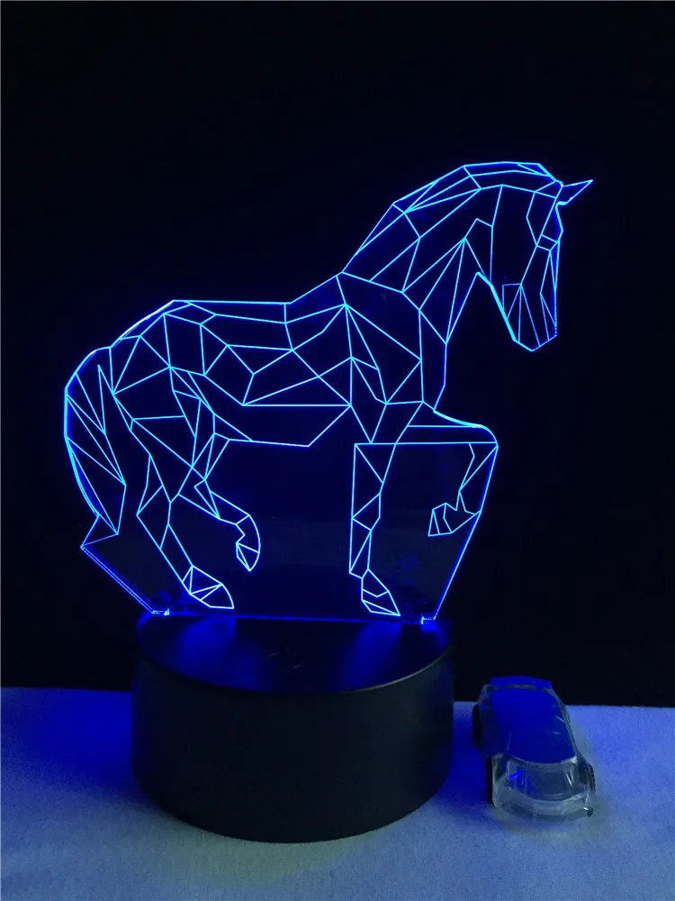 Горячая Распродажа, детские игрушки в виде животных, Pentium horse, 3D светодиодный USB светильник, украшение для дома, 7 цветов, меняющий настроение, Ночной светильник, лампочка, реквизит, подарок