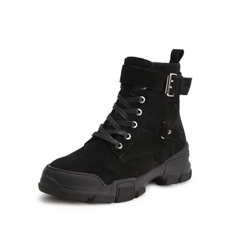 

The New fashion retro British wind women's boots winter high to help Keep warm short boots hot models leather casual women shoes