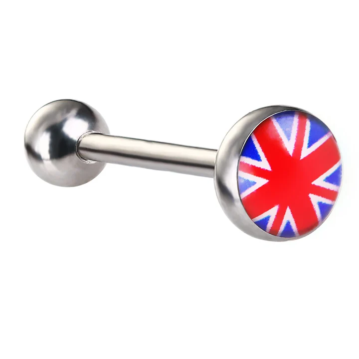 Нержавеющая сталь пирсинг языка для женщин сексуальный логотип языка кольца забавные Панк девушки спираль Пирсинг Штанга бижутерия для тела SD090 - Окраска металла: UK Flag