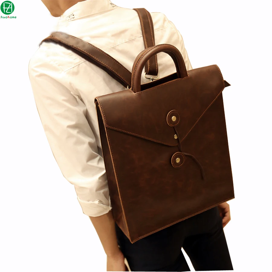 

really England Style carzy horse leather man backpacks business man Laptop bag vintage men shoulder school bags mochila man bag