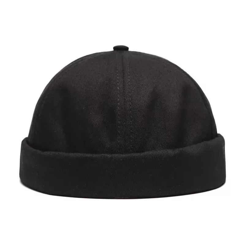 Мужская и женская кепка с черепом, кепка, повседневная, Docker, моряк, механик, без полей, сплошной цвет, корейский стиль, хип-хоп, YLM9890 - Цвет: Black