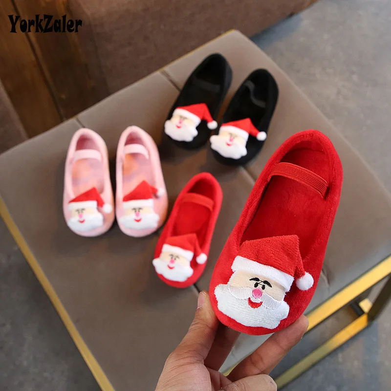 Yorkzaler Winter Christmas Kids Shoes For Girl Cartoon Santa Claus