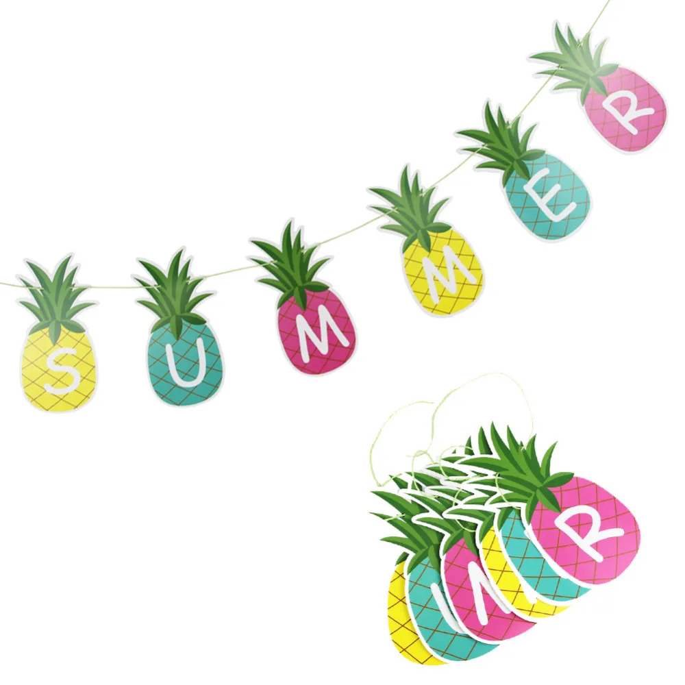 

Pineapple Garland Letter Banner "SUMMER" Banner Bunting Decor Fruit Garland Tropical Hawaiian Pool Party Flamingo Decor