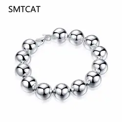 SMTCAT Высокое качество модные очаровательные Браслеты знаменитый серебряный Цвет 14 мм круглые бусины Марка браслет для женщины и мужчины
