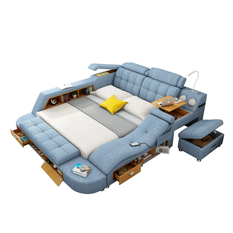 

CBMMART Massage wood fabric bed latest double bed designs with box