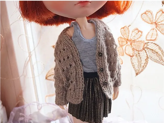 Новый ручной работы кукла полый свитер Blyth кардиган пальто Одежда для кукол (Fit blyth