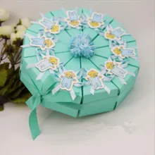 50 шт. синий/розовый малыш бутылки молока треугольный торт Стиль Baby Shower вечерние коробки конфет коробки для шоколада подарочная коробка