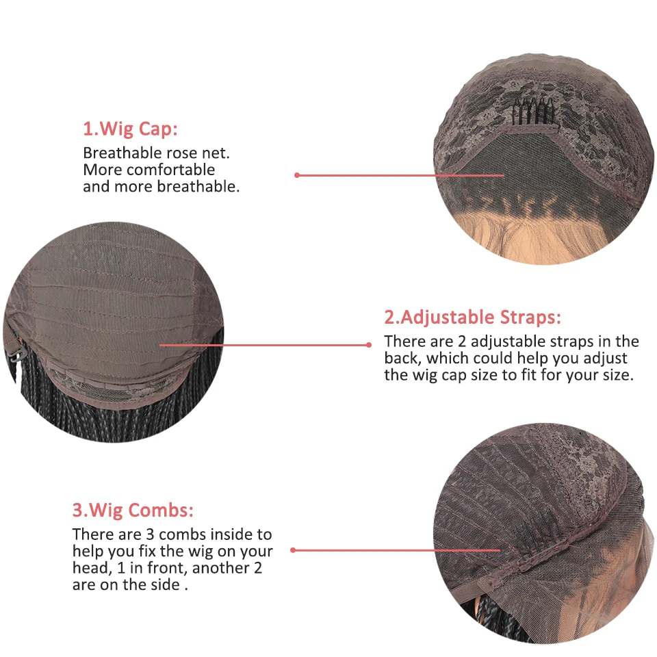 Leeven 26 дюймов синтетический плетеный ящик косички парик фронта шнурка парики для женщин черный цвет термостойкие волокна Детские волосы косичка парик