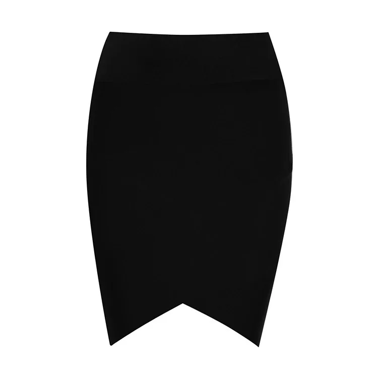 Bqueen повседневные женские одноцветные Асимметричные эластичные мини-юбки с завышенной талией, летние Сексуальные облегающие Облегающие юбки-карандаш - Цвет: Черный