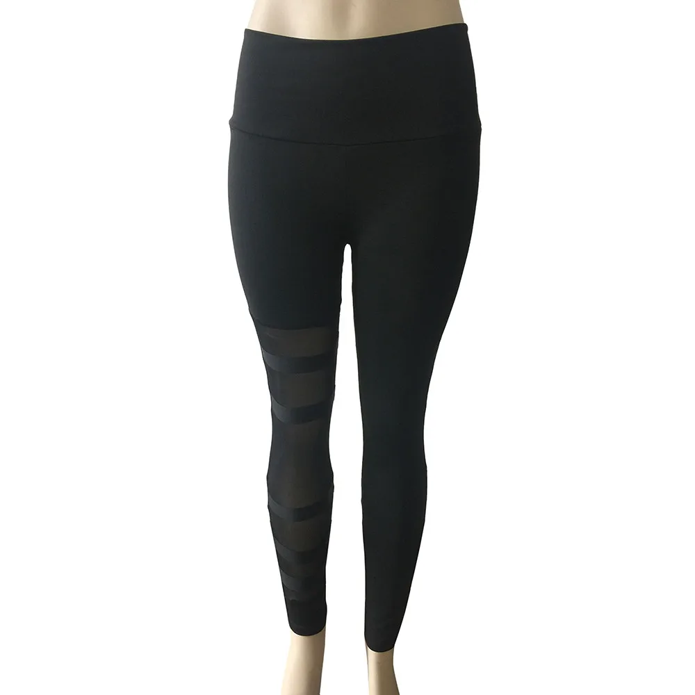 Страуса для женщин черные прозрачные эластичные с высокой талией леггинсы модные облегающие брюки пуш-ап брюки тренировки фитнес Штаны размера плюс