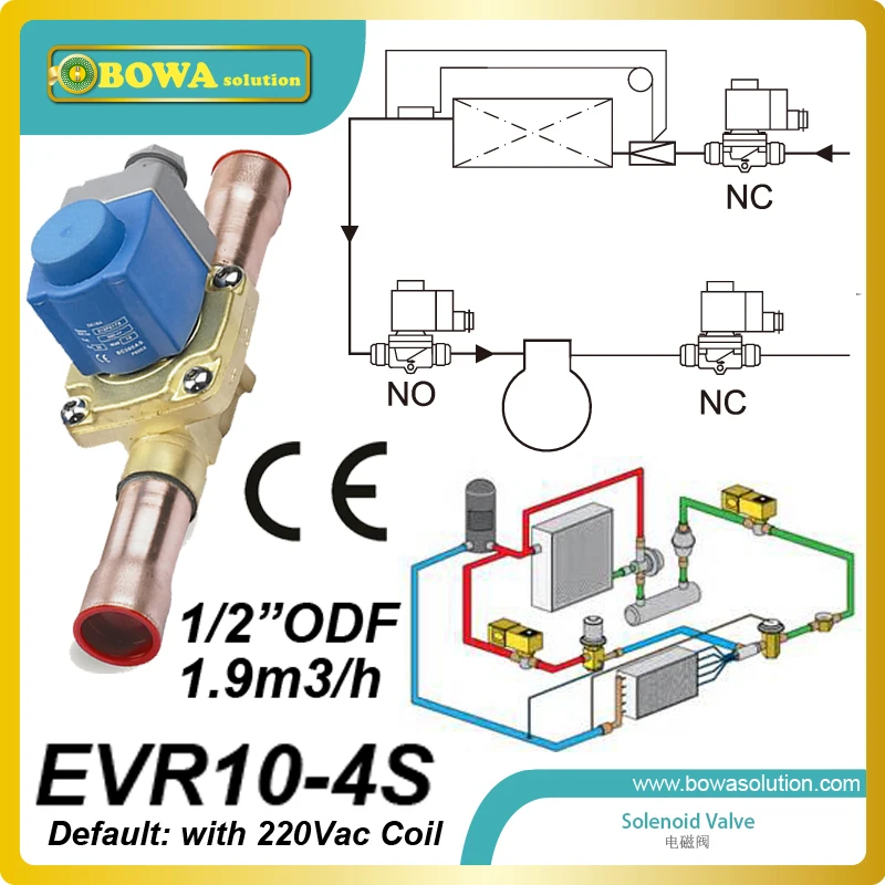 1/2" solder type (1.9m3/h) coolant solenoid valve for heat pump air