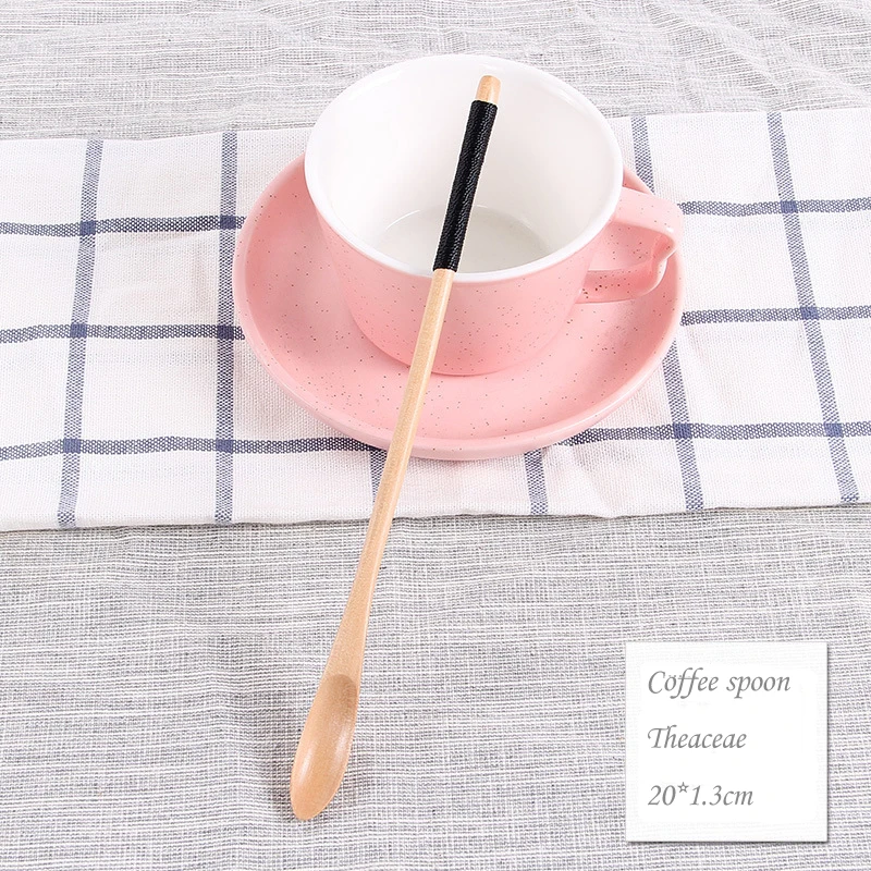 BalleenShiny Wooden Dessert Spoon Long Handle Wiring Coffee Stir Honey Milktea Scoop Cute Tableware Jam Cream Milktea Tools - Цвет: 10