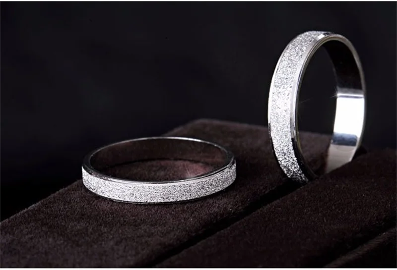 YHAMNI Fashion Frosted Couple Rings Real 925 Sterling Silver Wedding Rings for Women and Men 1 Pair Engagement Ring Set Jewelry