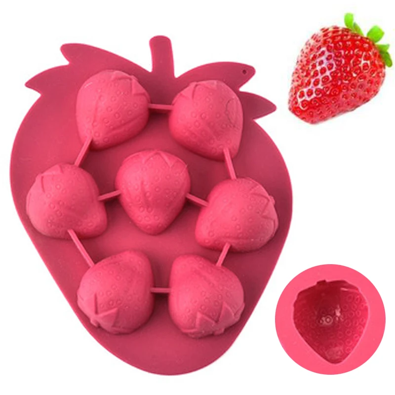 Silicone Strawberry Shape Mold For Ice Frozen Cube Tray Cute Molds Maker Jelly Pudding Craft Soaps Bar Party Drink Mould