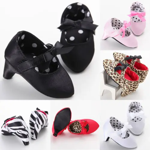 Baby Shoes Soft Sole Shoes Newborn Baby Girl Princess High Heels Soft Sole Shoes First Walkers Toddler Kids Infantil Bow Leopard Anti-Slip Shoes Mocassins