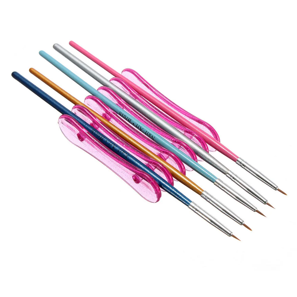 Plastic Nail Art Brush Holder Pink Craft Acrylic UV Gel Pen Rest Stand