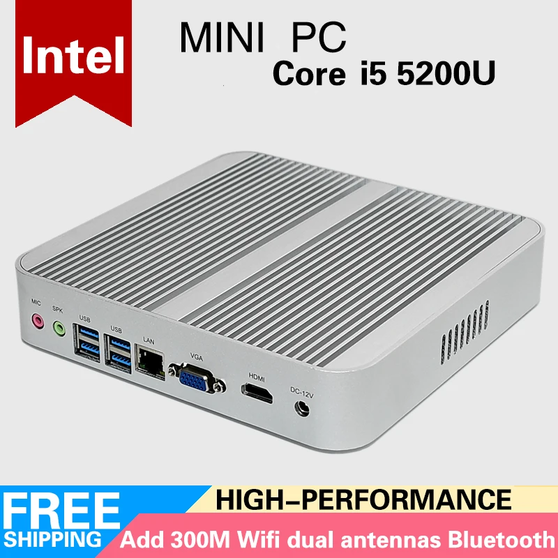 Mini PC Desktop Computer i5 5200U Gigabit Lan Wifi HDMI VGA TV Box HTPC Free Shipping
