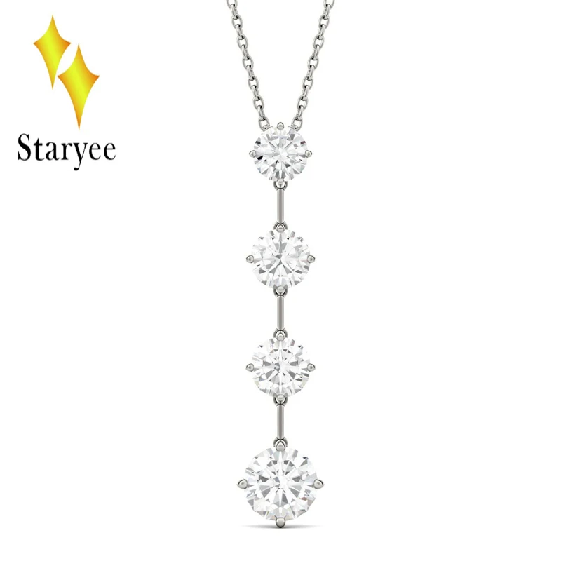 

Charles Colvard Forever One 0.8CT Moissanite Drop Pendant Chain Necklace in Real 18k White Gold Jewelry