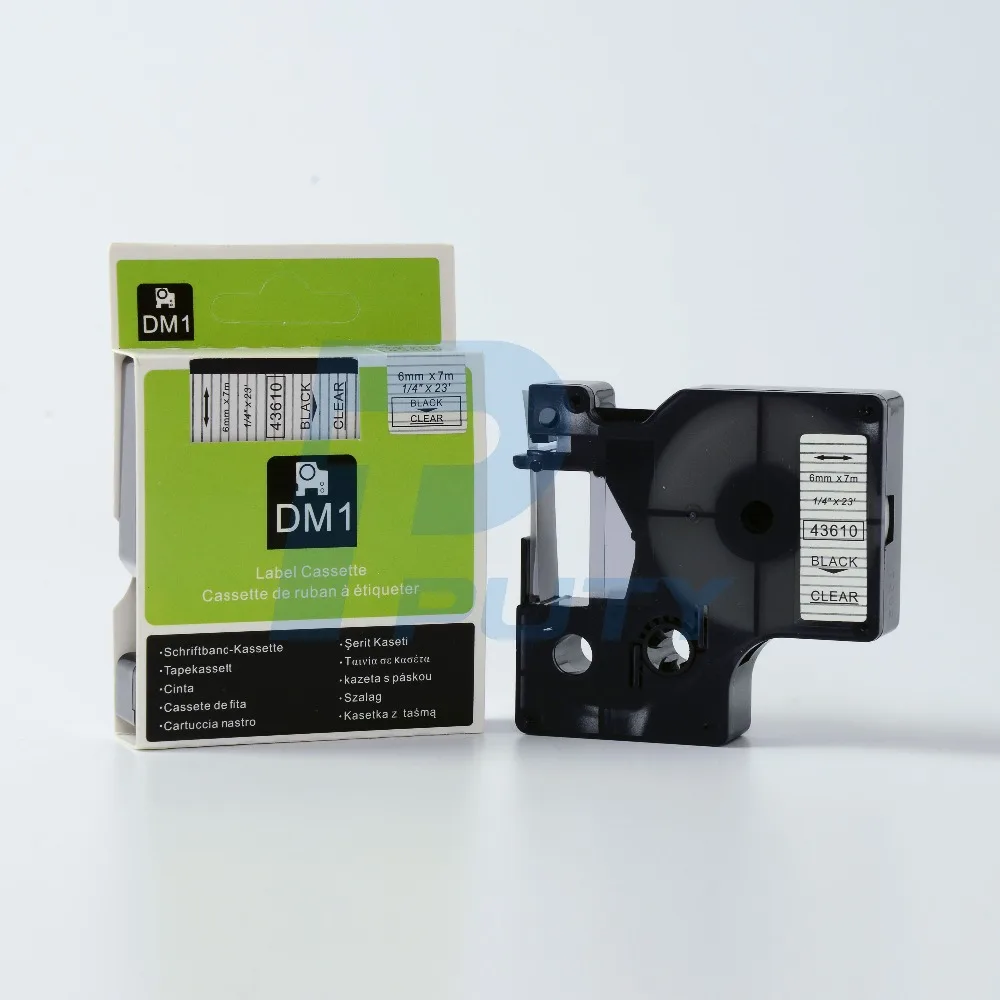 compatible DYMO d1 label tapes dymo 43610 6mm black on clear dymo labels 1/4