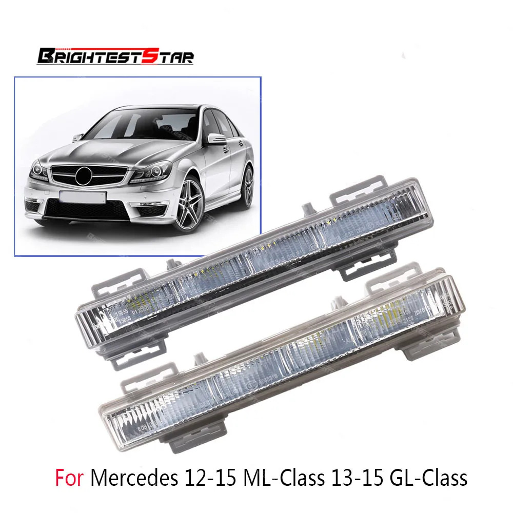 

Pair 2049065401 2049065501 For Mercedes ML-Class GL-Class 2012 2013 2014 2015 LED Daytime Running Light Lamp Left Right