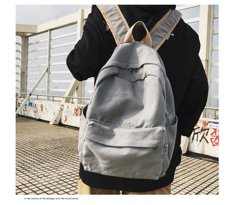 Janespri High Quality Backpack Canvas Women Backpack Solid Mochila Escolar Girls Laptop Backpack School Bags Backpack for teens_11