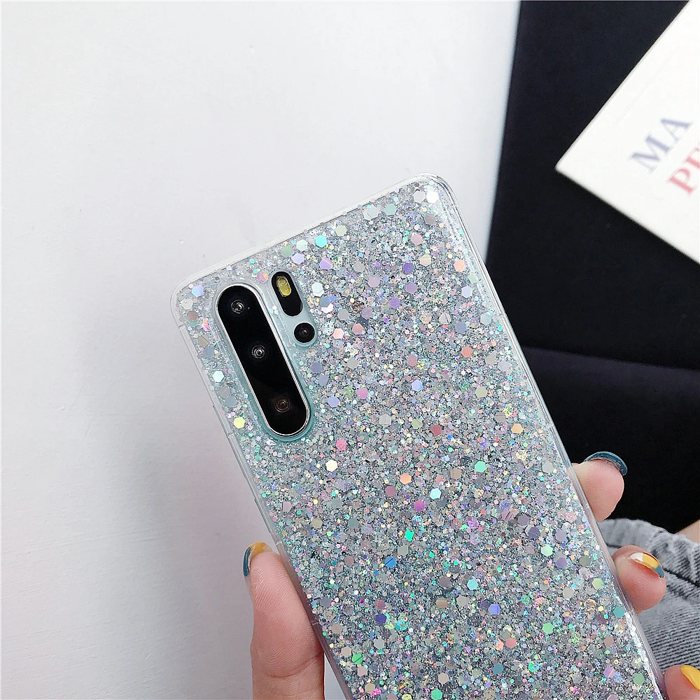 Силиконовый чехол с блестками и кристаллами для телефона Huawei P Smart P30 P20 Pro P10 P8 P9 Lite