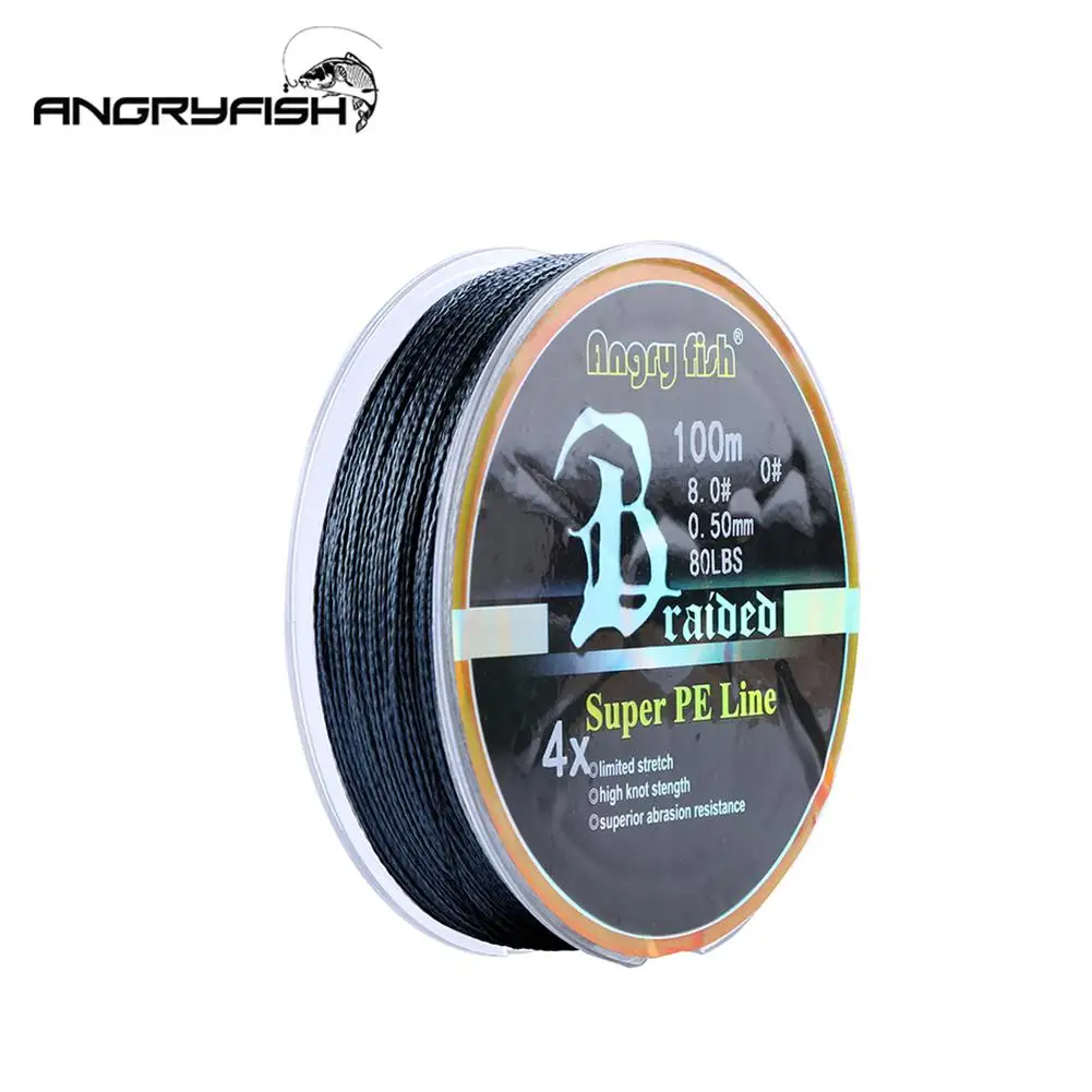 

ANGRYFISH Diominate PE Line 4 Strands Braided 100m/109yds Super Strong Fishing Line 10LB-80LB Black
