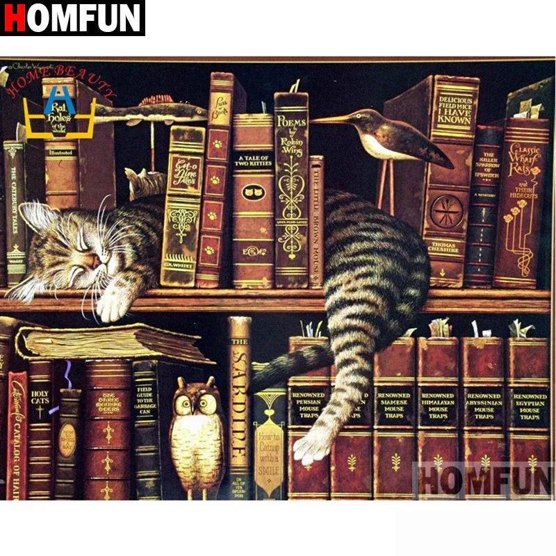 Картина Книжная полка HOMFUN A15916 алмазная вышивка квадратной/круглой формы 5D сделай