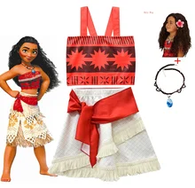 2019 Princess Moana Cosplay Costume for Children Vaiana dress Costume with Necklace for Halloween Costumes for Kids Girls Gifts 2019 Princess Moana Cosplay Costume for Children Vaiana dress Costume with Necklace for Halloween Costumes for Kids Girls Gifts