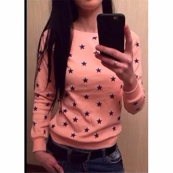 

2016 Fashion New European Star printing Sweatshirt Hoodies Long Sleeve loose women Crewneck size S-XL Hot sale 2016