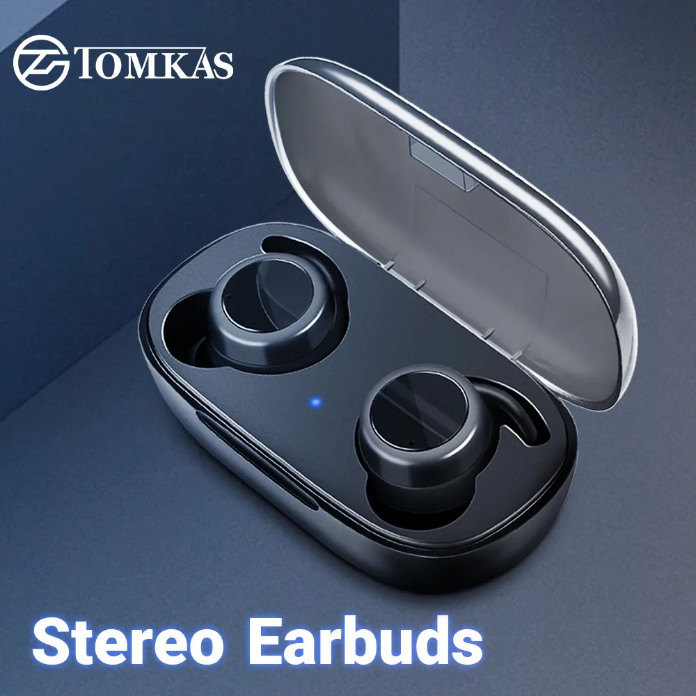 

TOMKAS Bluetooth Earphone TWS 5.0 Wireless Headphones 3D Stereo Handsfree Headphone Sports Earbuds Headset With Dual Microphone