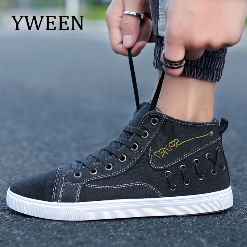 

YWEEN Canvas Men Shoes Denim Lace-Up Men Casual Shoes New Plimsolls Breathable Male Footwear Spring Autumn