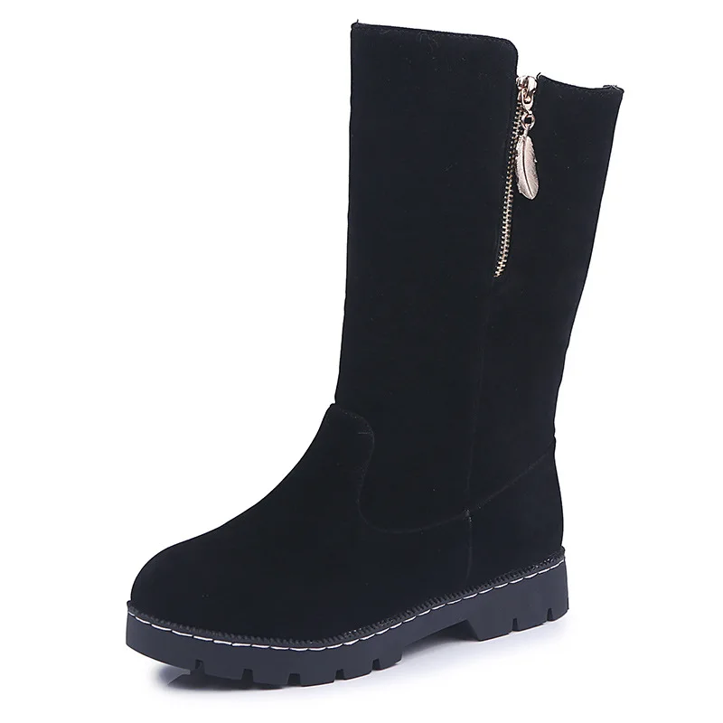 

2018 winter new European and American large size round head fashion warm snow boots women's boots black ljj 1119