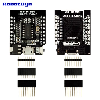 

CH340G USB-TTL converter for ESP8266 -ESP07 / ESP12 to WIFI D1 mini, with pin-headers set.