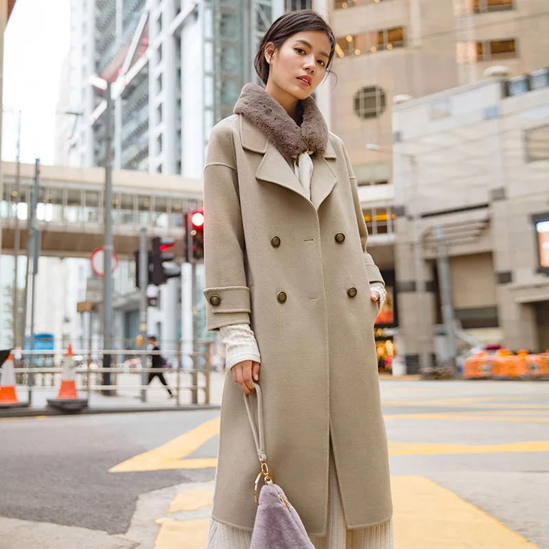 

INMAN Unique Simple Design Women Office Style Loose Style Long Wool Trench Coat